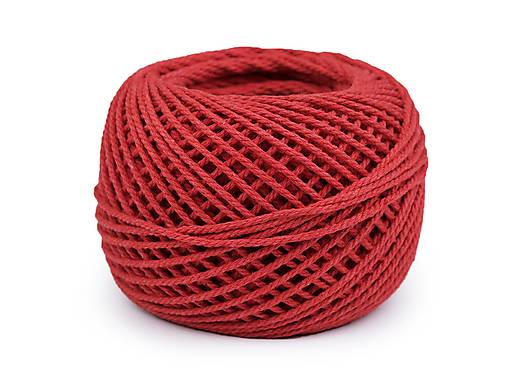 Galantéria - Bavlnená priadza macrame háčkovacia 40 g rozčesávacia (7 červená) - 15005275_