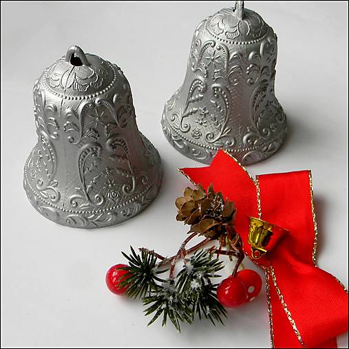Polotovary - Zvon strieborný-k ďalšiemu dozdobeniu /výška 7cm/ - 15005907_