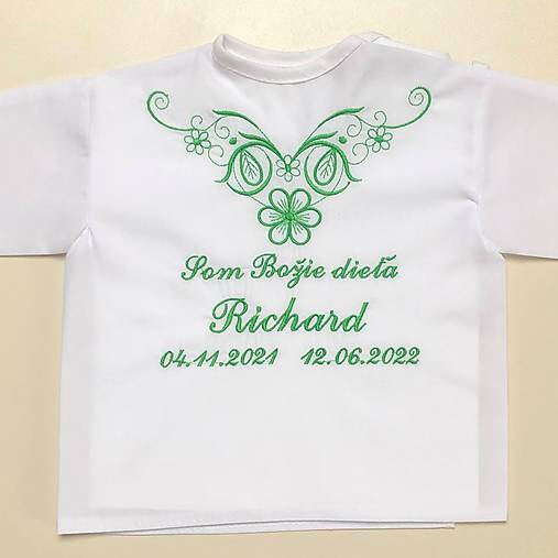 Detské oblečenie - Košieľka na krst k07 zelená - 15008828_