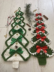 Dekorácie - strom-ček-y Vianočné (bielo/zeleno/červená mašlička cca 51 cm) - 15005721_