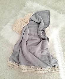 Detský textil - "Tuľkacia" mušelínová deka BOHO grey 65x90cm - 15012468_