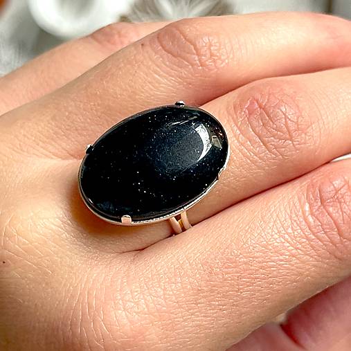 ZĽAVA 50% Elegant Blue Sunstone Ring / Prsteň s modrým slnečným kameňom E050