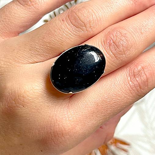 ZĽAVA 50% Elegant Blue Sunstone Ring / Prsteň s modrým slnečným kameňom E050