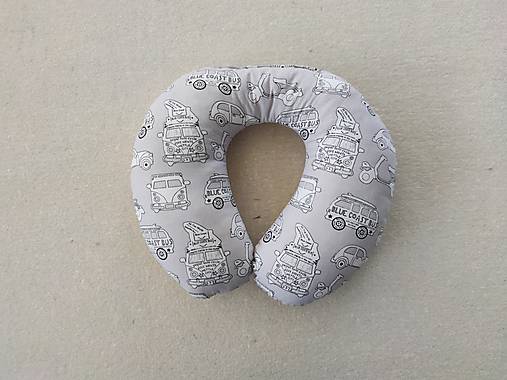 Detský textil - Vlnienka Cestovný vankúšik pre deti S, M, L, XL Autíčka šedé - 15011425_