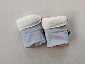 Detské topánky - VLNIENKA barefoot termo zimné capačky pre väčšie dieťa 100 % ovčie runo merino TOP SUPER WASH pastelo šedá - 15009283_