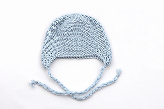 Detské čiapky - Bledomodrá ušianka zimná MERINO - 15011097_