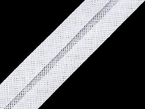 Galantéria - Bavlnený šikmý prúžok šírka 20 mm (1m) - biela - 15010493_