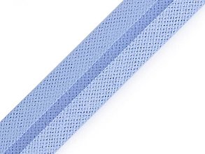 Galantéria - Bavlnený šikmý prúžok šírka 20 mm (1m) - modrá svetlo - 15010549_