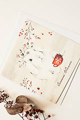 Papiernictvo - Pozdrav "Čarovné Vianoce, zajo" - akvarel - 15010421_
