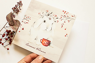 Papiernictvo - Pozdrav "Čarovné Vianoce, zajo" - akvarel - 15010424_