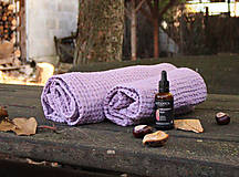 Úžitkový textil - Ľanový uterák (Fialová- prašná fialová) - 15011363_