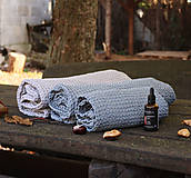 Úžitkový textil - Ľanový uterák (Azurová) - 15011487_