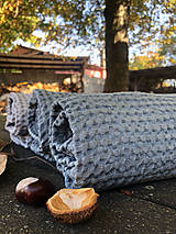 Úžitkový textil - Ľanový uterák (Azurová) - 15011497_
