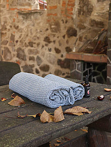Úžitkový textil - Ľanový uterák (Azurová) - 15011486_