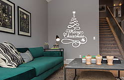 Dekorácie - Vianočná nálepka na stenu / okno - Merry Christmas stromček - 15009893_