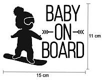 Úložné priestory & Organizácia - Nálepka na auto - Baby on board snowboardista (Oranžová) - 15010224_