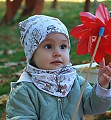 Detské čiapky - Život v lese úpletová čiapka, nákrčník alebo set biely - 15017564_