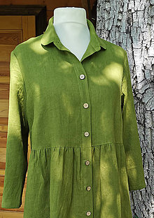 Šaty - Ľanové šaty zelené - 15014334_