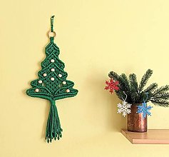 Dekorácie - Macramé stromček zelený vianočný - 15014853_