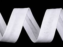 Galantéria - Bavlnený šikmý elastický prúžok šírka 20 mm (1m) - biela - 15013834_
