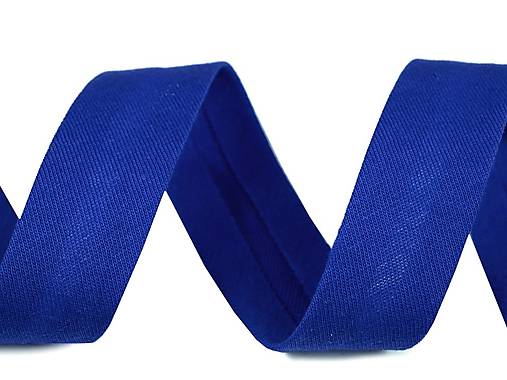 Bavlnený elastický šikmý prúžok šírka 20 mm (1m) - modrá