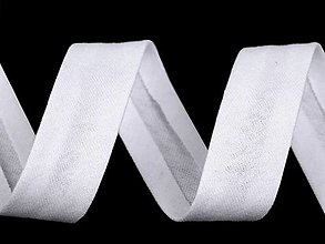 Galantéria - Bavlnený šikmý elastický prúžok šírka 20 mm (1m) - biela - 15013834_