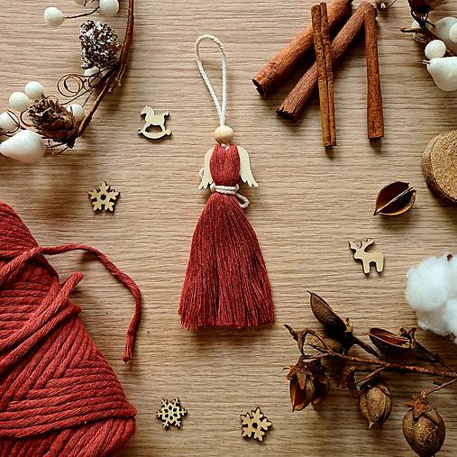 Dekorácie - Vianočné ozdoby na stromček - macrame anjel stredný - 15014517_