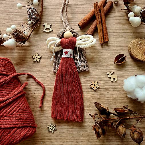 Dekorácie - Vianočné ozdoby na stromček - macrame anjel veľký - 15014543_