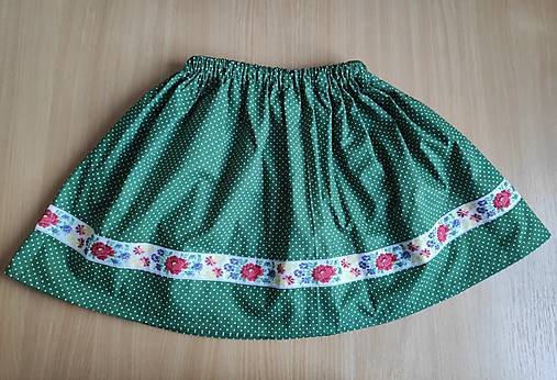 Detská suknička s folklórnou stuhou (zelená)