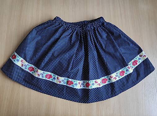 Detská suknička s folklórnou stuhou (modrá)