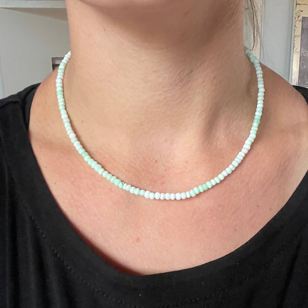 Luxury Green Opal Steel Necklace / Náhrdelník opál zelený - oceľ