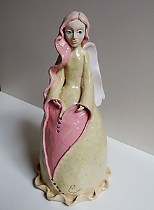 Dekorácie - Krásny ružový anjelik - maľovaný zvonec - 15019658_
