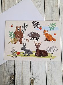Papiernictvo - Pohľadnica Lesné zvieratká - 15018669_