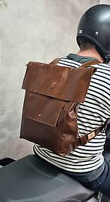 Batohy - HNEDÝ veľký kožený ruksak - 15021092_