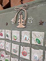 Dekorácie - Ľanový adventný kalendár zelený - 15019437_