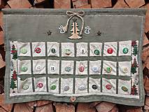 Dekorácie - Ľanový adventný kalendár zelený - 15019441_