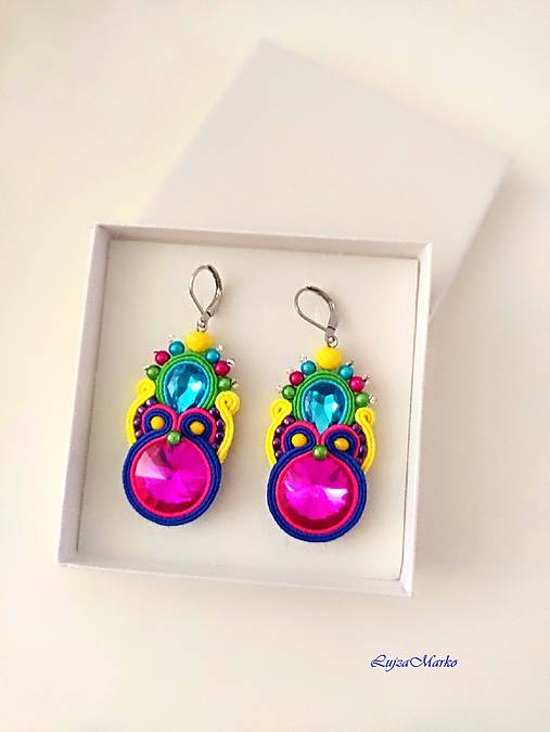 Náušnice - Ivana soutache náušnice - 15021666_