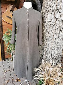 Šaty - Ľanové košeľové šaty - 15025340_