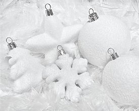 Dekorácie - Vianočné ozdoby 6ks - semišové - biele - 15024991_