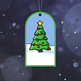 Úložné priestory & Organizácia - Vianočná menovka na darček Glossy cartoon Christmas (stromček) - 15023320_