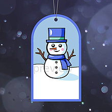 Úložné priestory & Organizácia - Vianočná menovka na darček Glossy cartoon Christmas (snehuliačik) - 15023218_