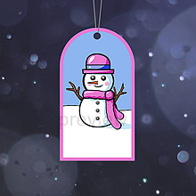 Úložné priestory & Organizácia - Vianočná menovka na darček Glossy cartoon Christmas - snehuliačica - 15023318_