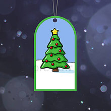 Úložné priestory & Organizácia - Vianočná menovka na darček Glossy cartoon Christmas - 15023320_
