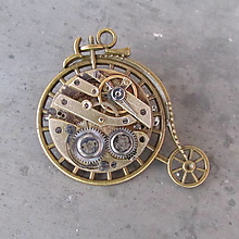 Brošne - Staré KOLO, brož se starým hodinkovým strojkem - 15026068_