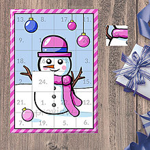 Papiernictvo - Netradičný adventný kalendár Glossy cartoon Christmas (snehuliačica) - 15026086_