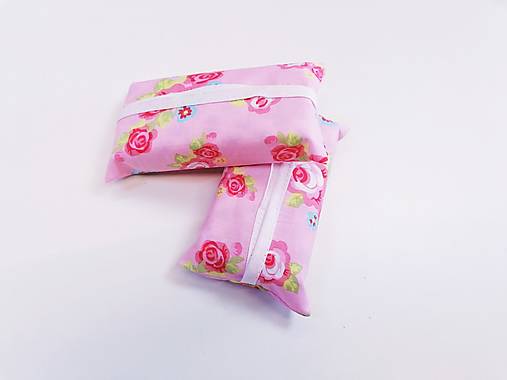 Obal / zásobník na papierové vreckovky ružové ružičky