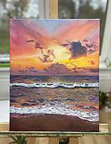 Obrazy - Západ slnka na pláži - olejomaľba - 15031091_