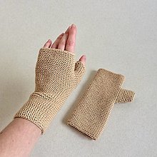 Rukavice - Dámske bezprstové rukavice / viac farieb (Béžová / krémová) - 15030978_