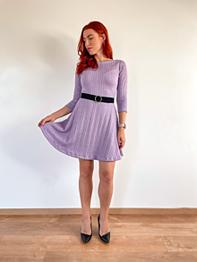 Šaty - Svetríkové midi šaty s áčkovou sukňou - 15032000_