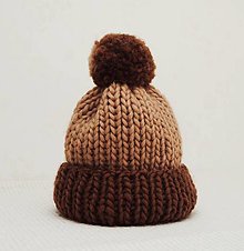 Detské čiapky - Vlnená čiapka 'Jerguš' (Hnedá s brmbolcom/1-3 roky) - 15031717_